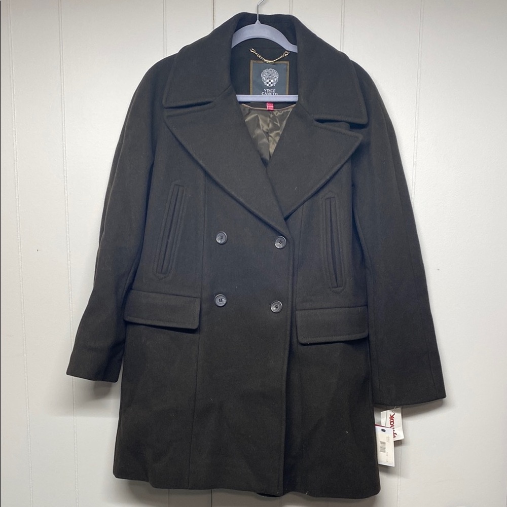 Vince Camuto Olive Green Wool Pea Coat NWT